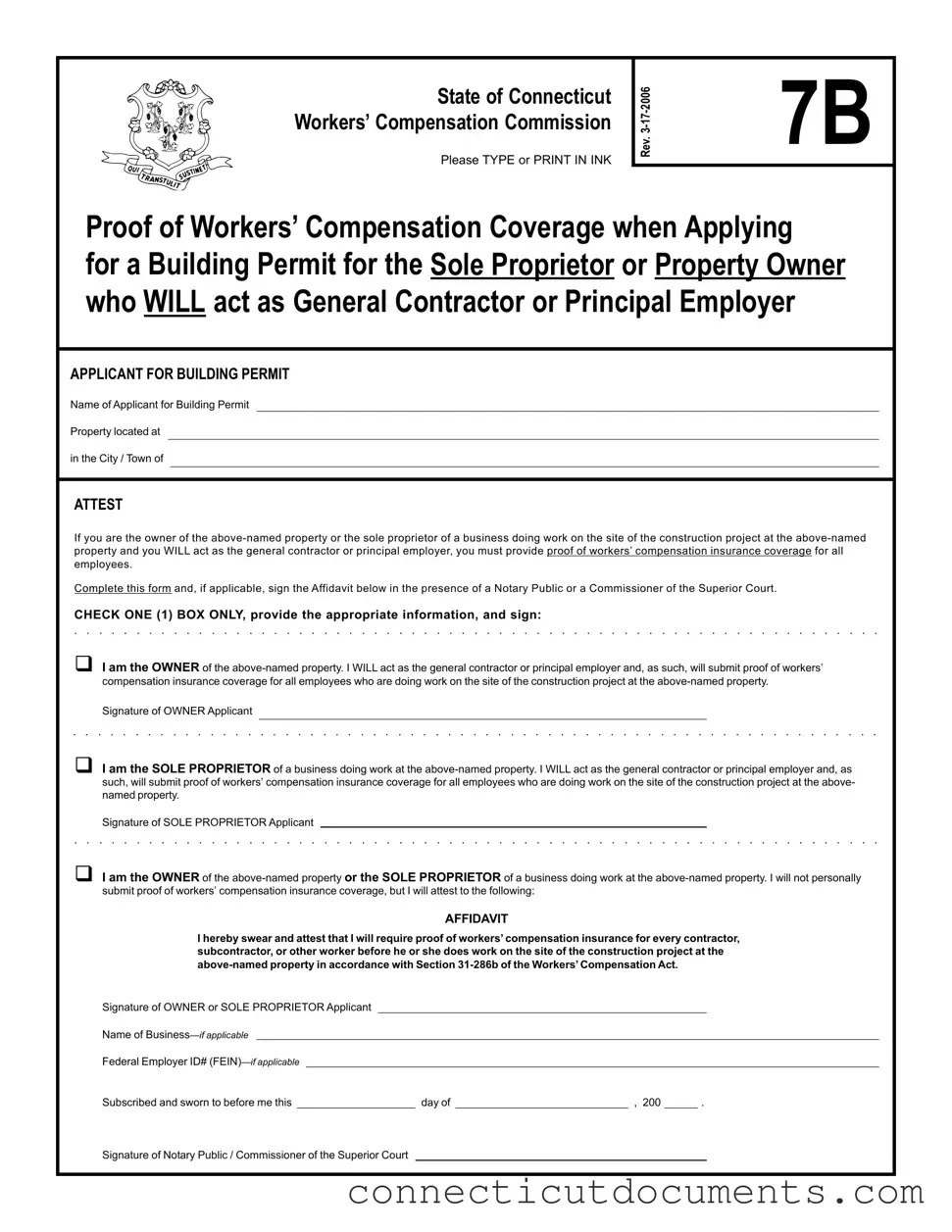 Fill a Valid Connecticut 7B Template