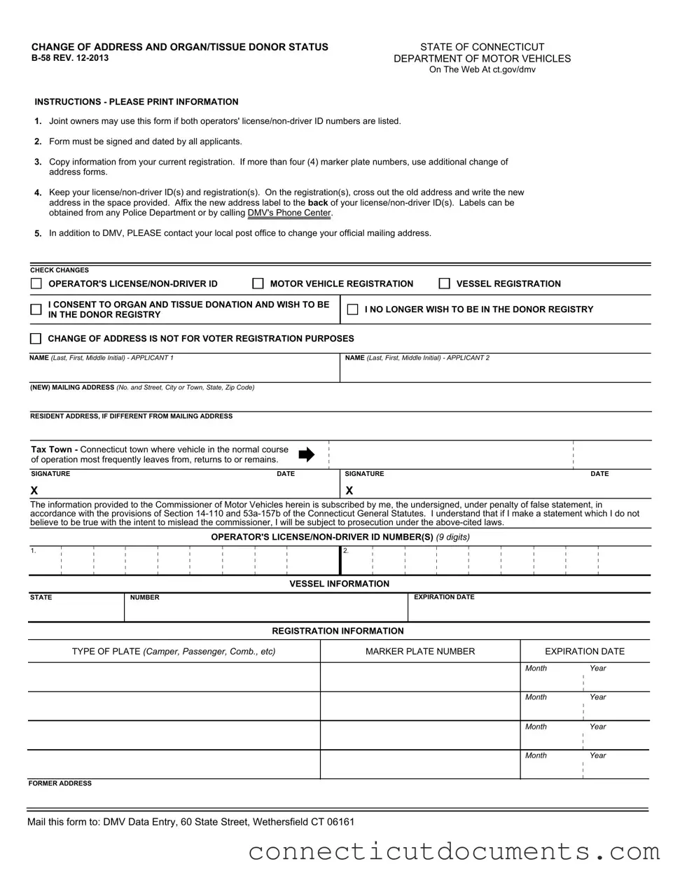 Fill a Valid Connecticut B 58 Template