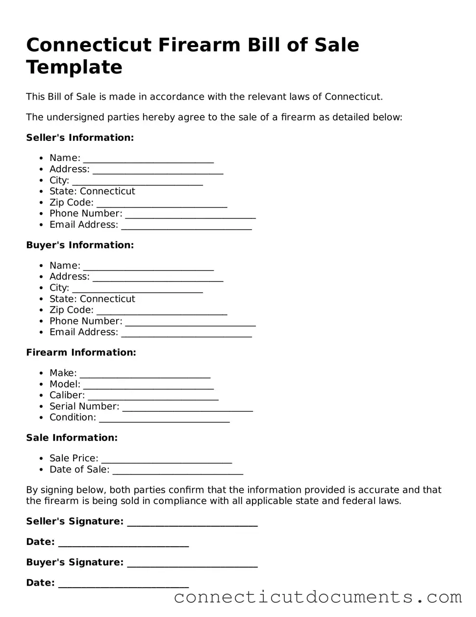 Attorney-Verified Firearm Bill of Sale Form for the State of Connecticut