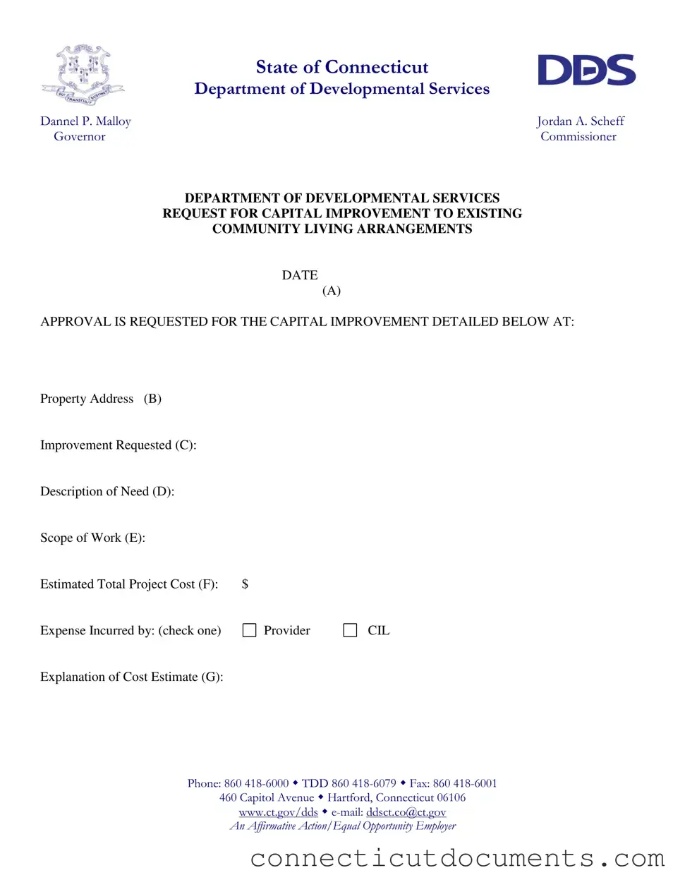 Fill a Valid Connecticut Capital Improvement Template