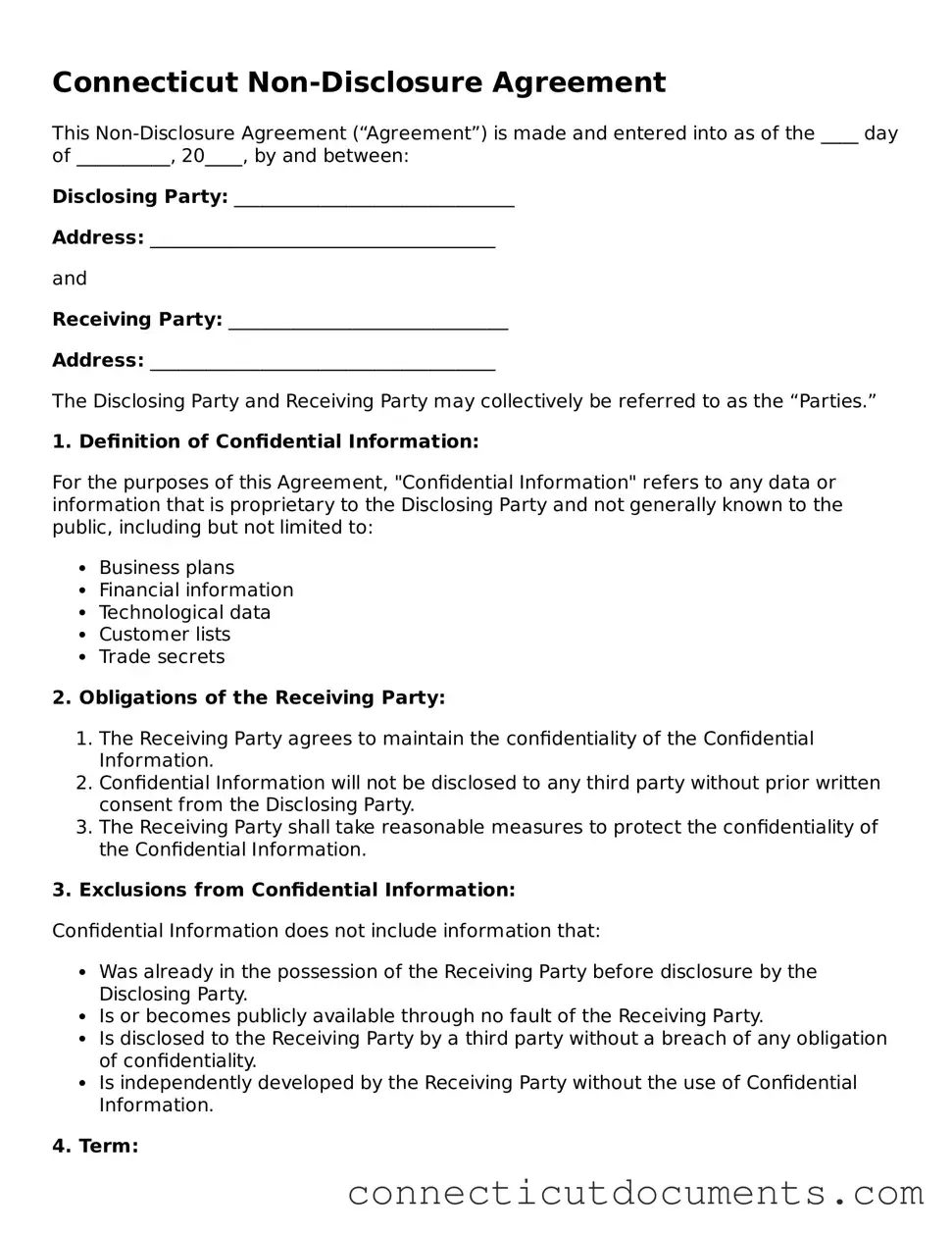 Attorney-Verified Non-disclosure Agreement Form for the State of Connecticut