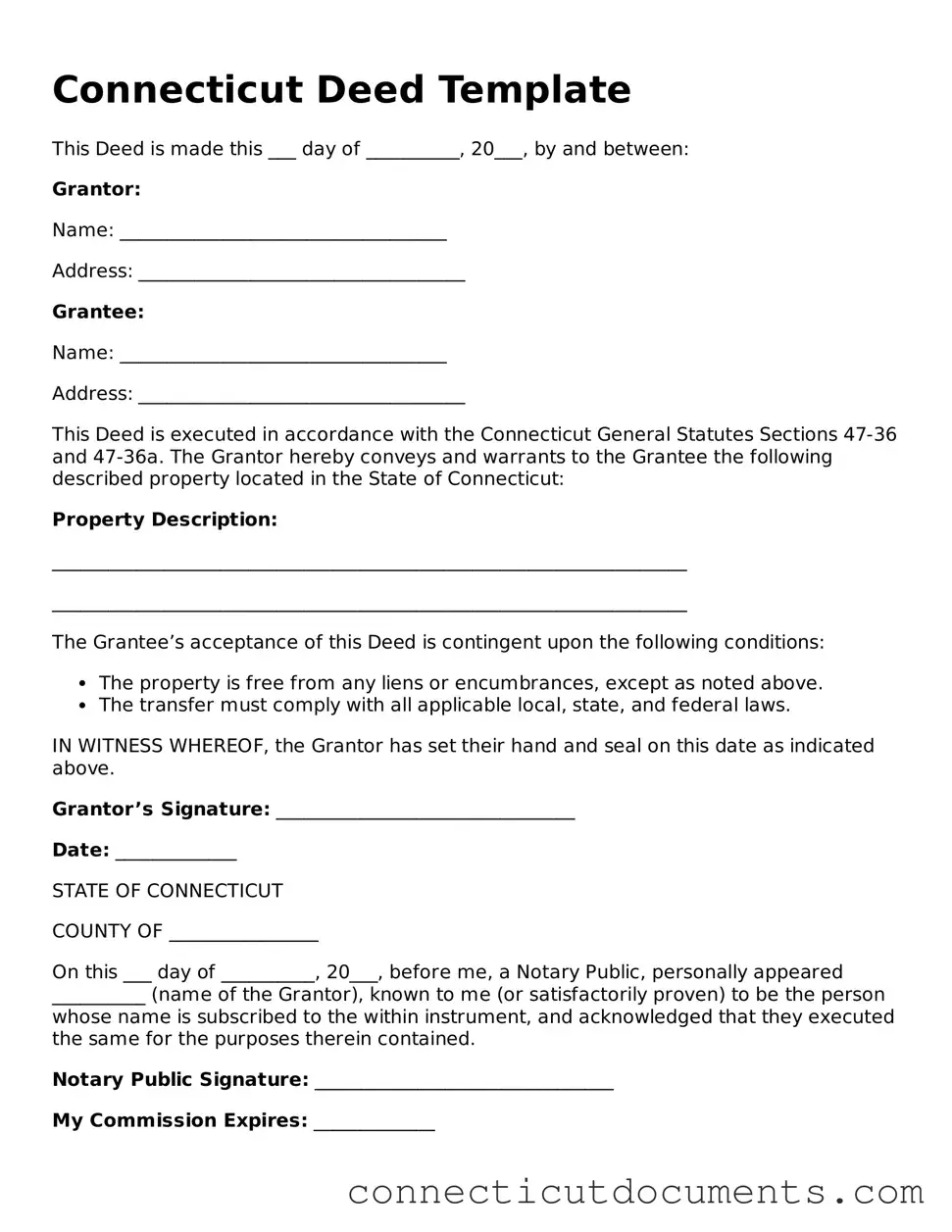 Attorney-Verified Deed Form for the State of Connecticut