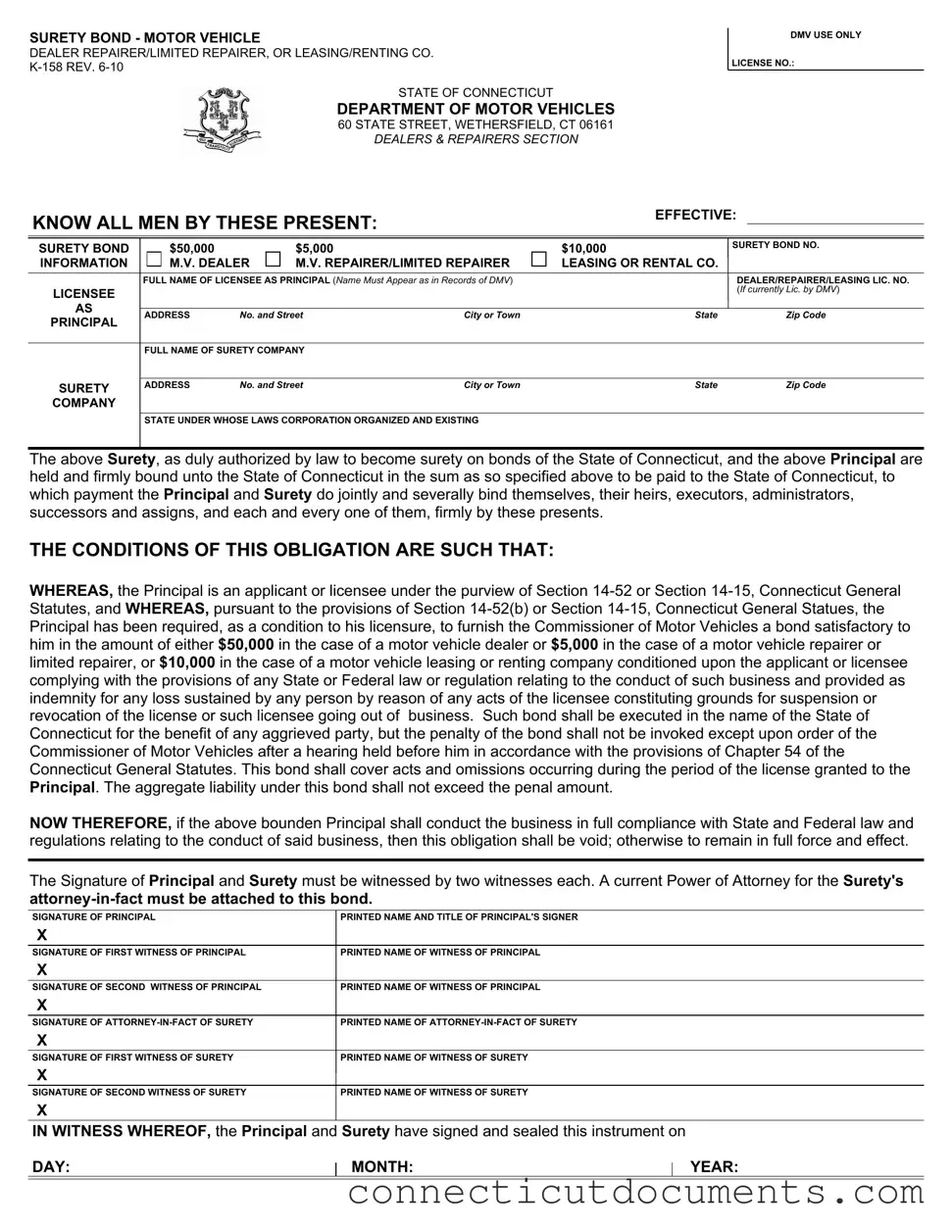 Fill a Valid Connecticut K 158 Template