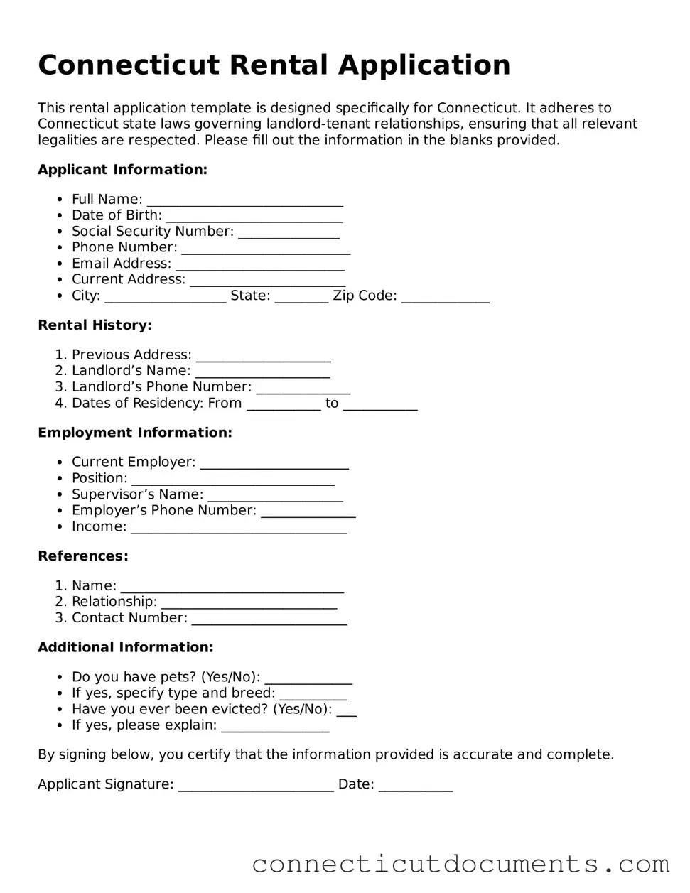 Attorney-Verified Rental Application Form for the State of Connecticut