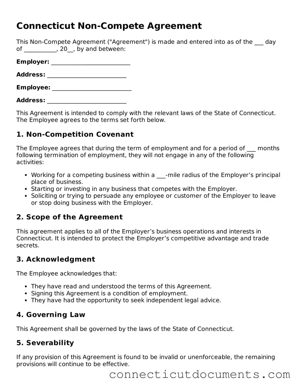 Attorney-Verified Non-compete Agreement Form for the State of Connecticut