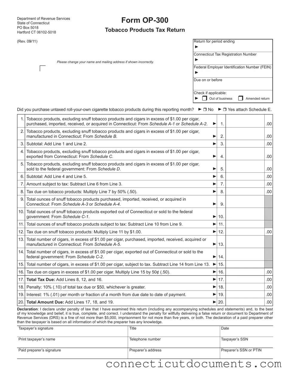 Fill a Valid Connecticut Op 300 Template