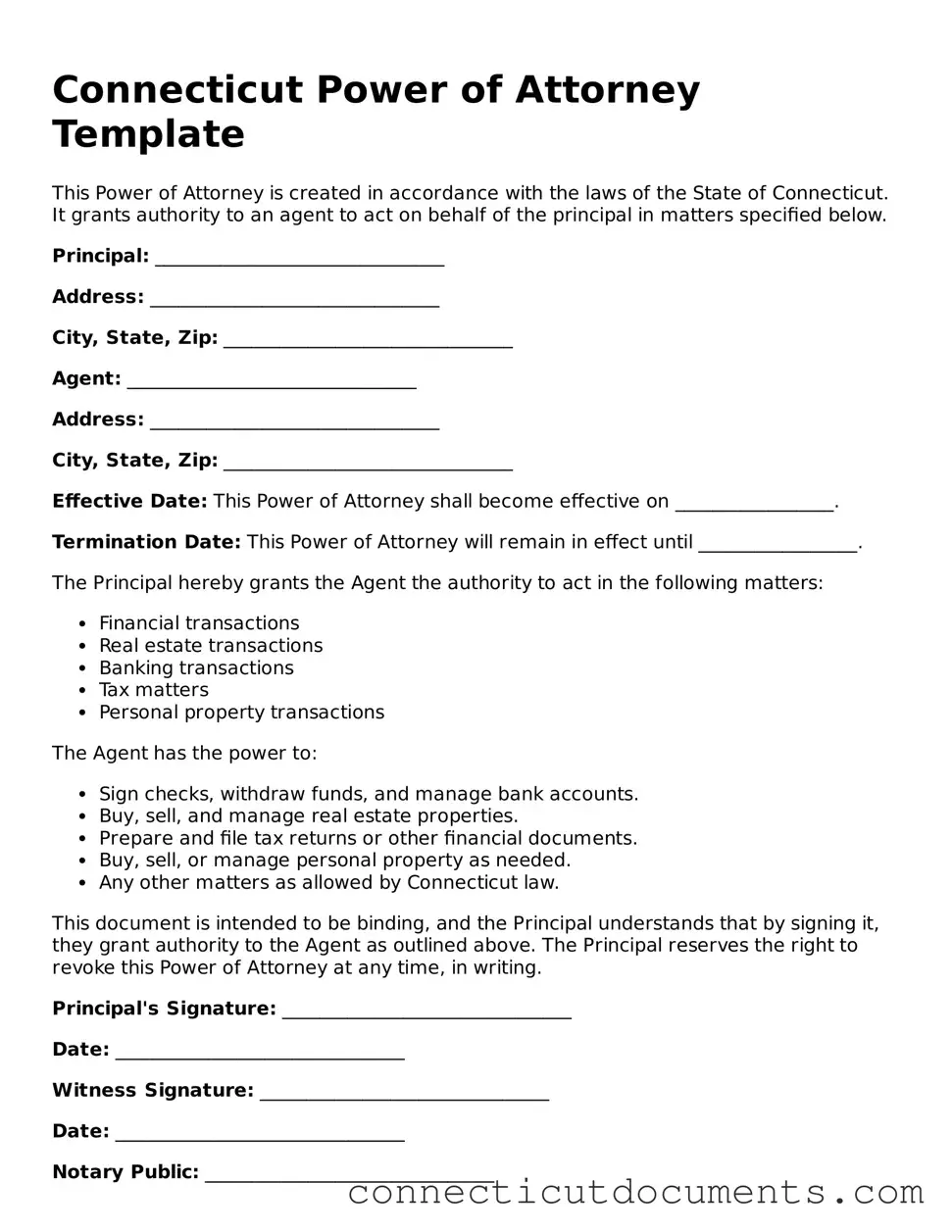 Attorney-Verified Power of Attorney Form for the State of Connecticut