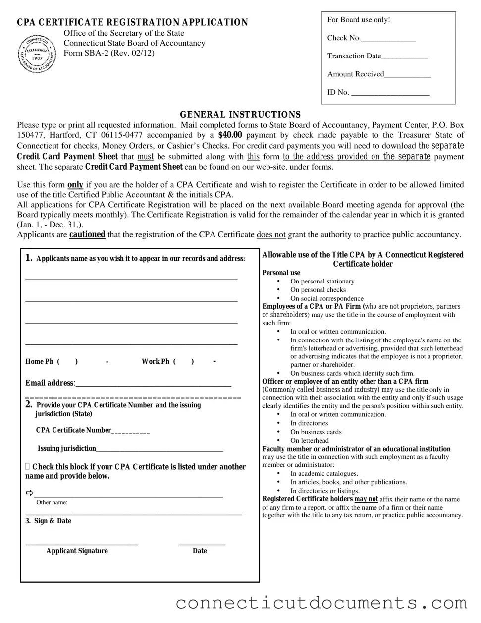 Fill a Valid Connecticut Sba 2 Template