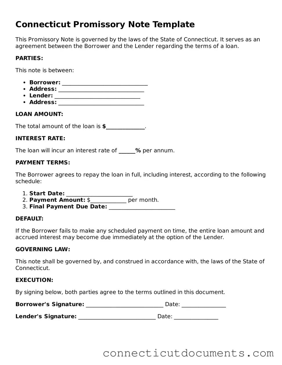Attorney-Verified Promissory Note Form for the State of Connecticut