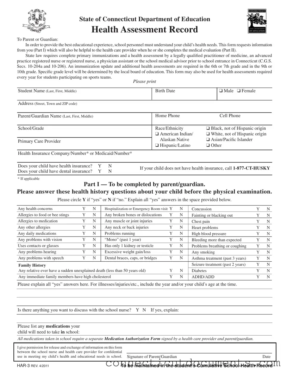 Fill a Valid Har 3 Connecticut Template