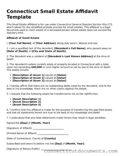 Attorney-Verified Small Estate Affidavit Form for the State of Connecticut