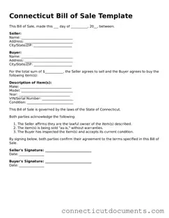 Attorney-Verified Bill of Sale Form for the State of Connecticut