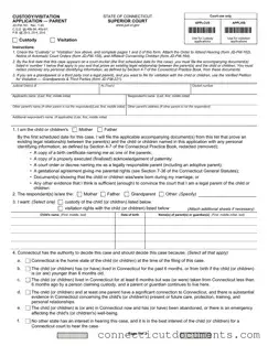 Fill a Valid Connecticut Custody Application Template