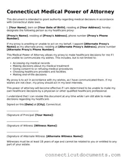 Attorney-Verified Medical Power of Attorney Form for the State of Connecticut