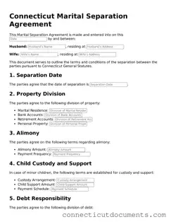 Attorney-Verified Marital Separation Agreement Form for the State of Connecticut