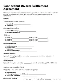 Attorney-Verified Divorce Settlement Agreement Form for the State of Connecticut