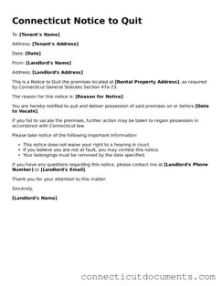 Attorney-Verified Notice to Quit Form for the State of Connecticut