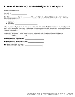 Attorney-Verified Notary Acknowledgement Form for the State of Connecticut