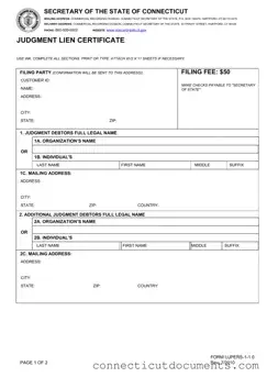 Fill a Valid Judgment Lien Certificate Connecticut Template